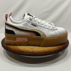 PUMA Women's White and Tan Platform Sneakers